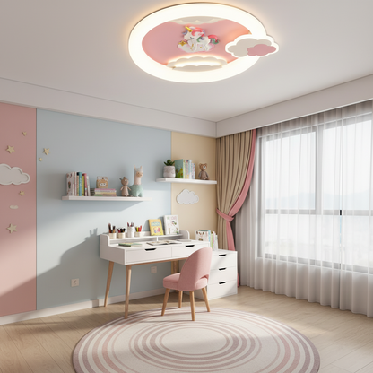 Lustra LED cu telecomanda 71W, Diametru 50cm, lumina Rece/Calda/Neutra, Roz