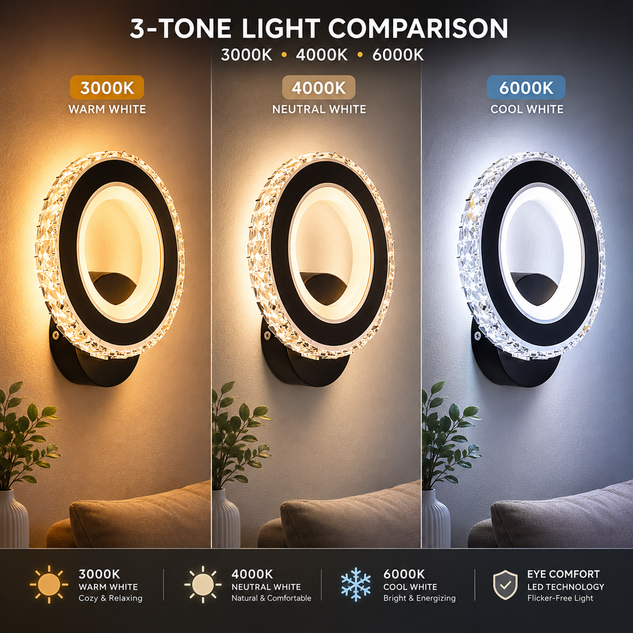 Aplica LED NOVA Rotonda, 16W, Negru & Inox, lumina Calda/Rece/Neutra