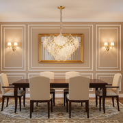 Candelabru Cristal LUXE Magno, 21xE14, Diametru 60cm, Inaltime 40cm, Auriu Lucios, Inaltime Reglabila, Design Elegant