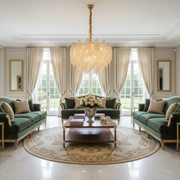 Candelabru Cristal LACE Magno 11xE14, Diametru 60cm, Inaltime 42cm, Auriu Lucios, Inaltime Reglabila, Design Elegant