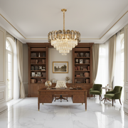 Candelabru Cristal AURUM Nobile 9xE14, Diametru 40cm, Inaltime 30cm, Auriu Lucios, Inaltime Reglabila, Design Elegant