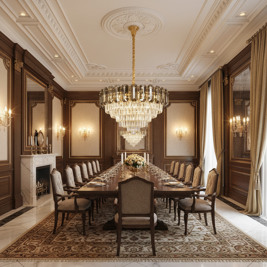 Candelabru Cristal AURUM Magno 12xE14, Diametru 60cm, Inaltime 40cm, Auriu Lucios, Inaltime Reglabila, Design Elegant