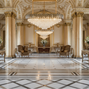 Candelabru Cristal AURUM Supremo 13xE14, Dimensiuni 85x35cm , Inaltime 41cm, Auriu Lucios, Inaltime Reglabila, Design Elegant