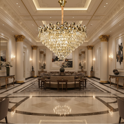 Candelabru Cristal ACE Regalis 22xE14, Diametru 80cm, Inaltime 40cm, Auriu Lucios, Inaltime Reglabila, Design Elegant