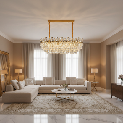 Candelabru Cristal ACE Supremo 10xE14, Dimensiuni 95x35cm , Inaltime 40cm, Auriu Lucios, Inaltime Reglabila, Design Elegant