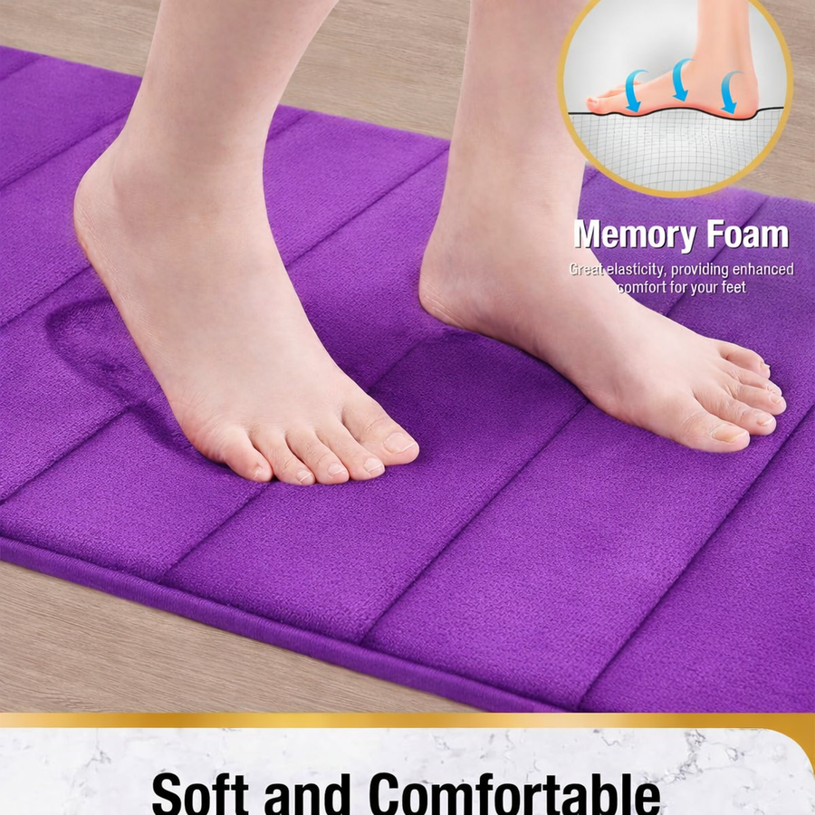 Covoras de Baie, 50x80 cm, Mov, Antiderapant, Absorbant