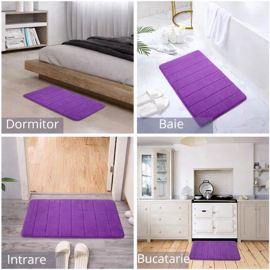 Covoras de Baie, 50x80 cm, Mov, Antiderapant, Absorbant