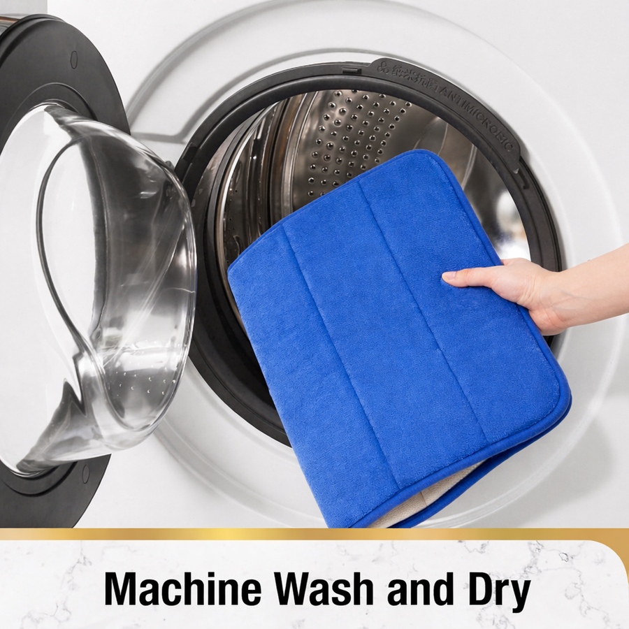 Covoras de Baie, 50x80 cm, Albastru, Antiderapant, Absorbant