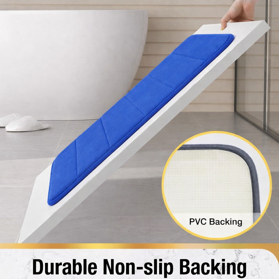 Covoras de Baie, 50x80 cm, Albastru, Antiderapant, Absorbant