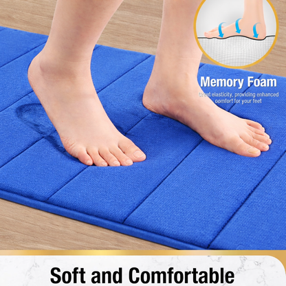 Covoras de Baie, 50x80 cm, Albastru, Antiderapant, Absorbant