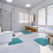 Covorase de Baie, 80x50 cm / 50x40 cm, Verde, Antiderapant, Absorbant, Set 2 bucati