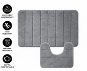 Covorase de Baie, 80x50 cm / 50x40 cm, Gri, Antiderapant, Absorbant, Set 2 bucati