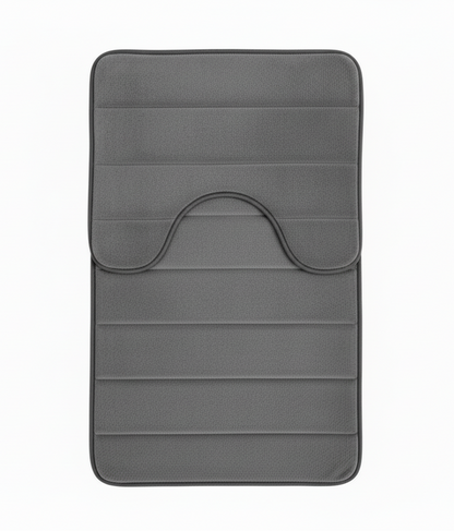 Covorase de Baie, 80x50 cm / 50x40 cm, Gri, Antiderapant, Absorbant, Set 2 bucati