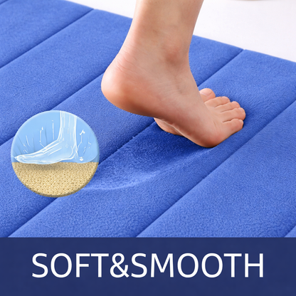 Covorase de Baie, 80x50 cm / 50x40 cm, Albastru, Antiderapant, Absorbant, Set 2 bucati