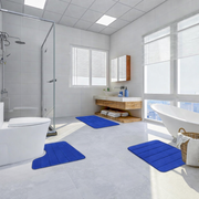 Covorase de Baie, 80x50 cm / 50x40 cm, Albastru, Antiderapant, Absorbant, Set 2 bucati