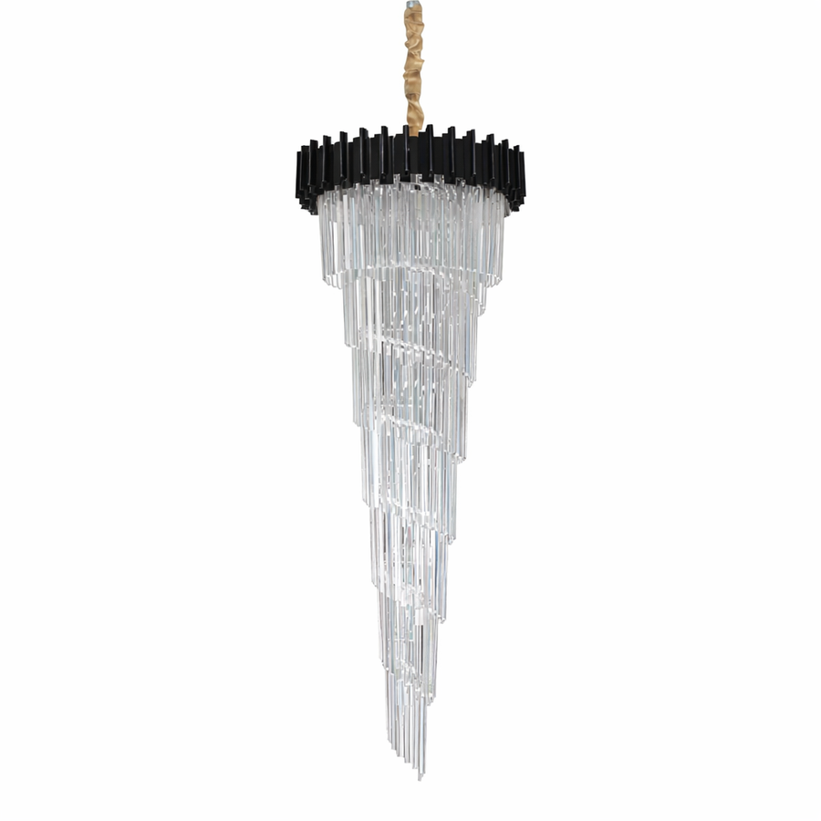 Candelabru Cristal CC110/600x1800BK , 28xE14, Diametru 60cm, Inaltime 180cm, Negru, Inaltime Reglabila, Design Elegant