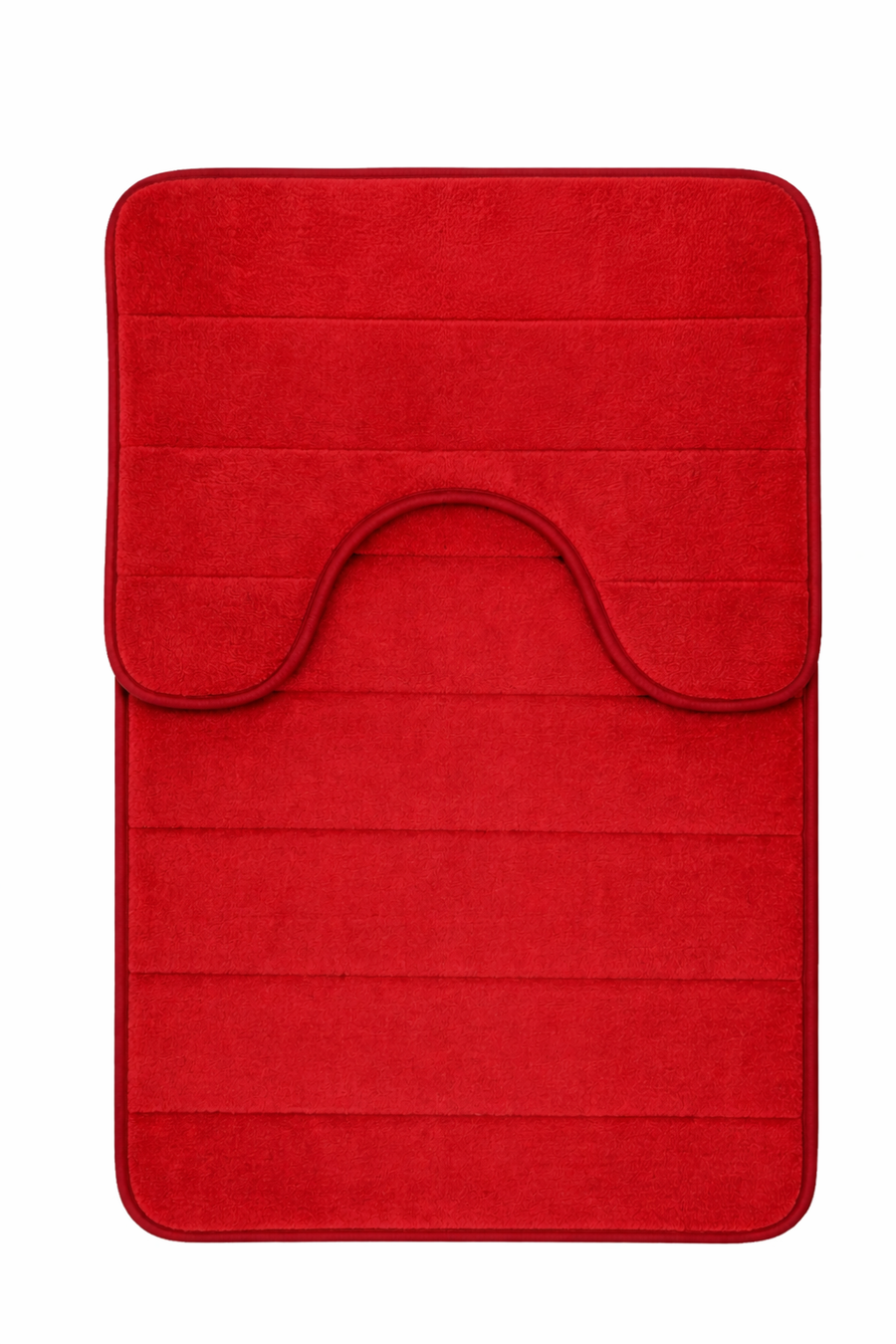 Covorase de Baie, 80x50 cm / 50x40 cm, Rosu, Antiderapant, Absorbant, Set 2 bucati