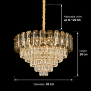Candelabru Cristal AURUM Petito 3xE14, Diametru 30cm, Inaltime 28cm, Auriu Lucios, Inaltime Reglabila, Design Elegant