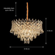 Candelabru Cristal MONARCH Nobile 3xE14, Diametru 40cm, Inaltime 35cm, Auriu Lucios, Inaltime Reglabila, Design Elegant