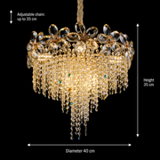 Candelabru Cristal BLOSSOM Nobile, 5xE14, 40cm, Auriu Lucios, Inaltime Reglabila, Metal si Cristal