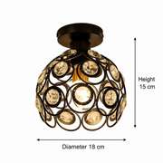 Lustra Vera, 1x E27, Diametru 18cm, Negru, Metal si Cristal