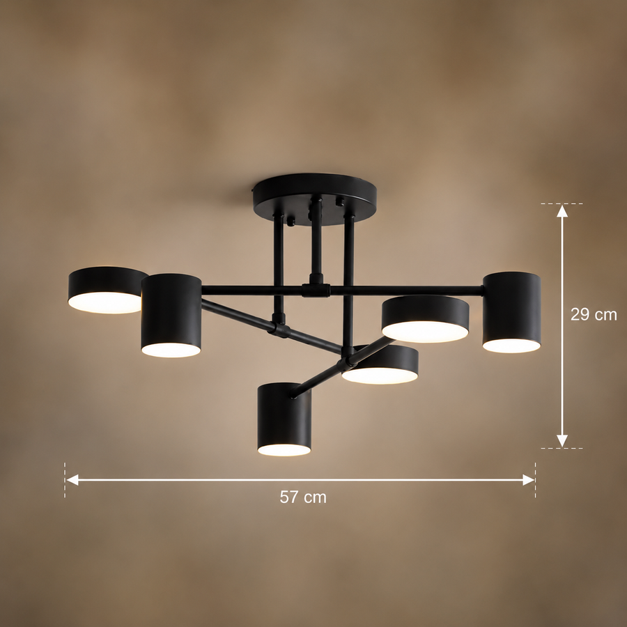Lustra LED  GALIOS 26W, 6 Elemente, lumina Rece/Calda/Neutra, Negru