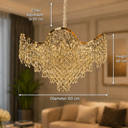 Candelabru Cristal 13xE14 VELOURA Magno , D60 cm, Auriu, Inaltime Reglabila, Metal si Cristal Candelabre Cristal Default Title Alessandro Design
