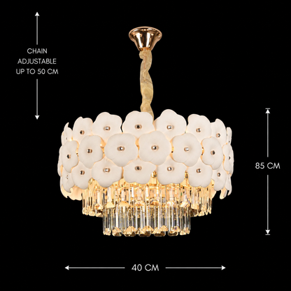 Candelabru Cristal PETAL Nobile 6xE14, D40 cm, Auriu, Inaltime Reglabila, Metal si Cristal Candelabre Cristal Default Title Alessandro Design