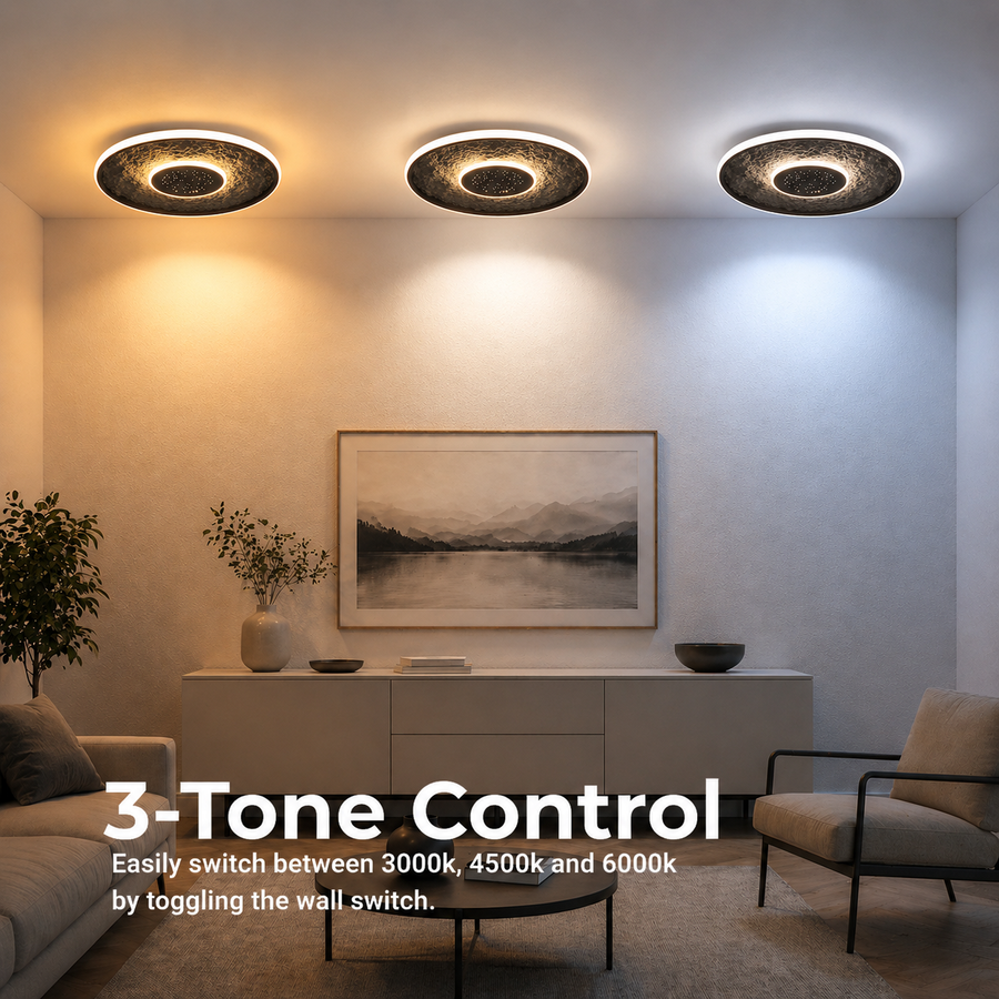 Lustra LED cu telecomandă LT656BK, 3000/4000/6000K, Ø40.5,46W, Negru