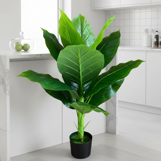 Plantă Artificială Tip Bananier Musa, 100 cm, Verde