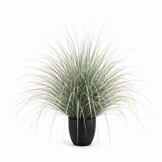 Planta Artificială Iarbă Ornamentală Tip Fântână, 110cm, Verde si Alb, Fara Ghiveci