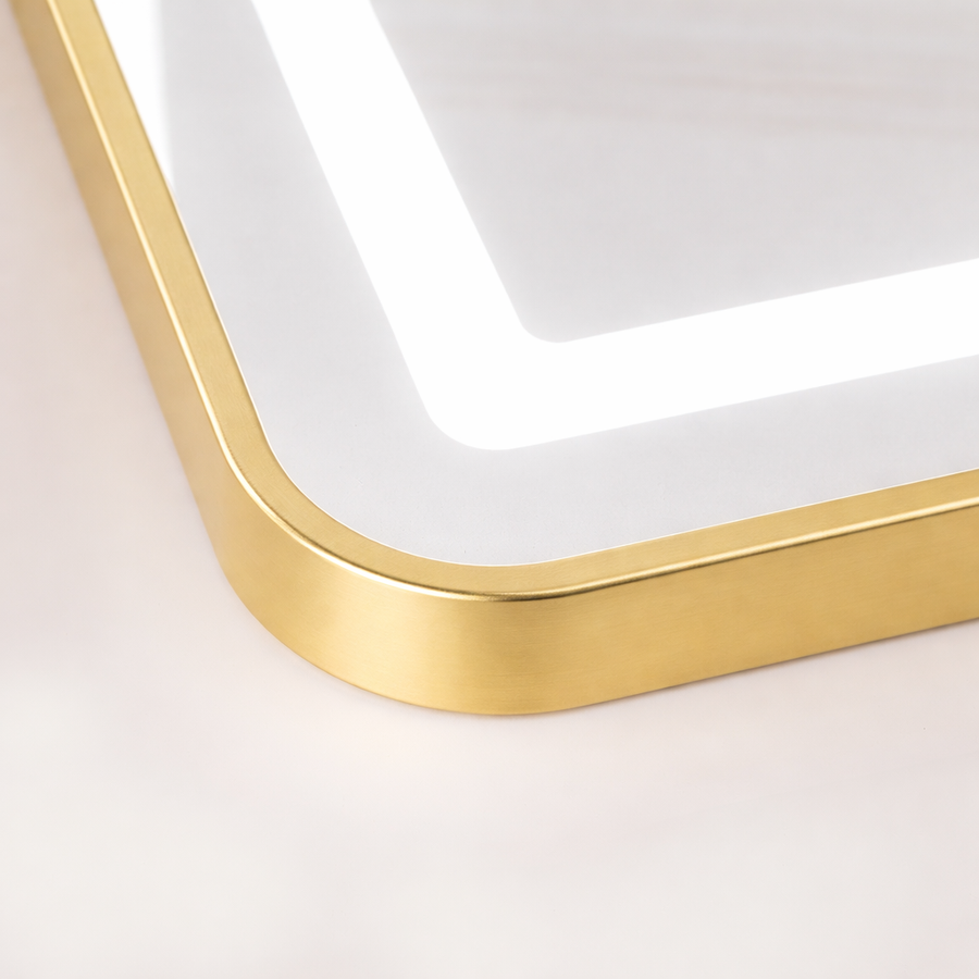 Oglinda LED Rectangulara, Rama Aurie, 50x160cm, Dimabila, Lumina Rece/Calda/Neutra, Dressing Couture