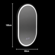 Oglinda LED Ovala 60x100cm VETRO, 22W, Touch Sistem Dezaburire Dimabila, Rama Neagra