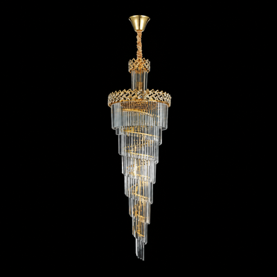 Candelabru Cristal WINDSOR Altiora, Diametru 60cm, Inaltime 180cm, 26xE14, Auriu Lucios, Inaltime Reglabila, Design Elegant