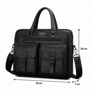 Geantă business laptop SAMARKAND, 38x7x28 cm, Piele Ecologică, Negru