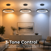 Lustra LED suspendata cu telecomanda, 28W, 1 Cerc, lumina Rece/Calda/Neutra, Dimabila, Negru, Inaltime Reglabila