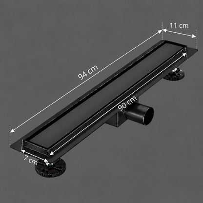 Sifon Tip Rigola Pardoseala 7 x 90 cm, Inox 304, Negru