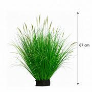 Planta Artificiala Iarba Ornamentala Tip Coada Vulpii, 67 cm, cu 25 Spice, Verde si Alb, Fara Ghiveci