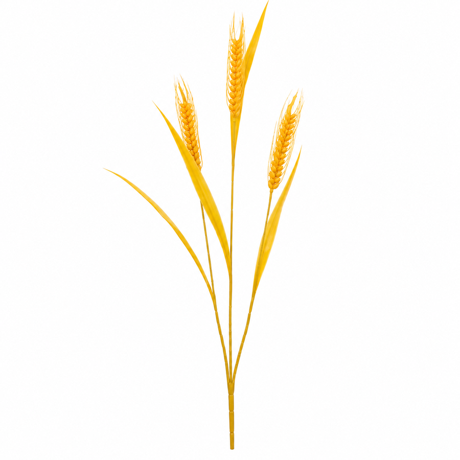 Planta Artificiala Iarba Ornamentala, 83 cm, cu 3 Fire, Spice de Grau, Galben, Fara Ghiveci