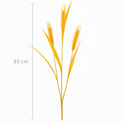 Planta Artificiala Iarba Ornamentala, 83 cm, cu 3 Fire, Spice de Grau, Galben, Fara Ghiveci