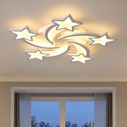 Lustra LED cu telecomanda IPOMOEA 85W, 5 Stele, lumina Rece/Calda/Neutra, Dimabila, Alb, Metal si Acril