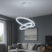 Lustra LED suspendata cu telecomanda CASIANA 41W, 2 Cercuri, lumina Rece/Calda/Neutra, Dimabila, Alb, Inaltime Reglabila