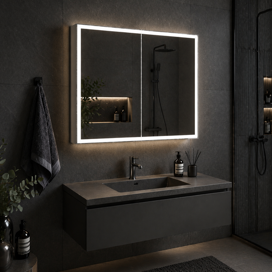 Oglinda LED cu Dulap MODA 60x70 cm Alb Iluminare Perimetrala si Senzor Radar Oglinzi Dulap Default Title Alessandro Design