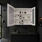 Oglinda LED cu Dulap PLANO 80x70 cm Alb  Senzor Touch si Depozitare