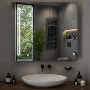 Oglinda LED cu Dulap PLANO 80x70 cm Alb  Senzor Touch si Depozitare