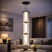 Lustra LED Suspendata cu Telecomanda 78W, LM511/3BK, Inaltime Reglabila, Lumina Calda/Rece/Neutra, Alb, Metal