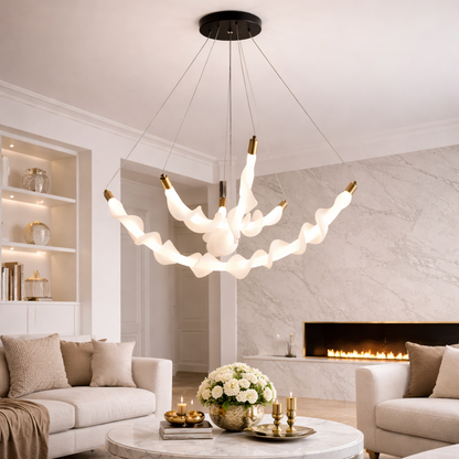 Lustra LED Suspendata Acril LT760/3GD, 48W, Lumina Calda/Neutra/Rece 3000/4000/6000K, Alb, Inaltime Reglabila, Metal si Acril