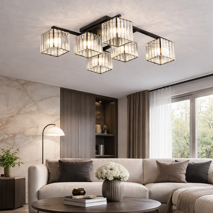 Lustra Georgiana, LC111/6BK, 6x E27, Negru, Metal