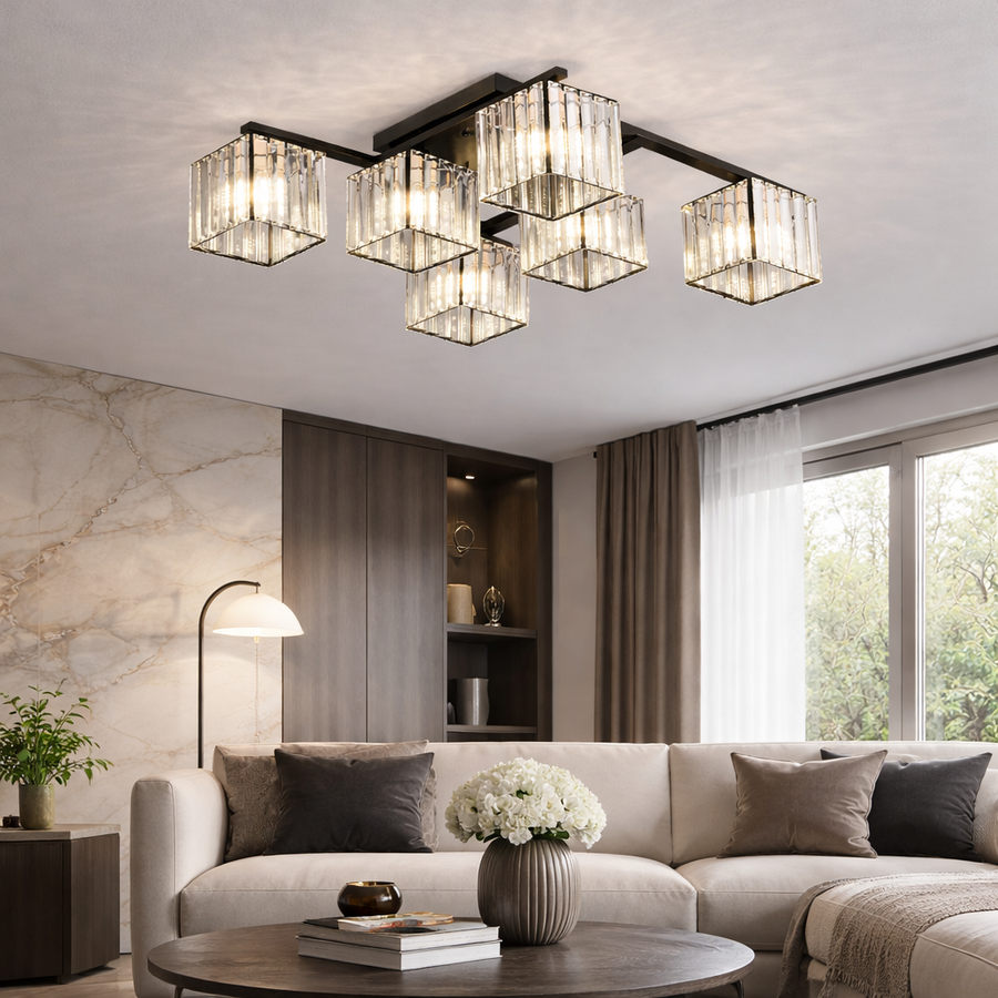 Lustra Georgiana, LC111/6BK, 6x E27, Negru, Metal