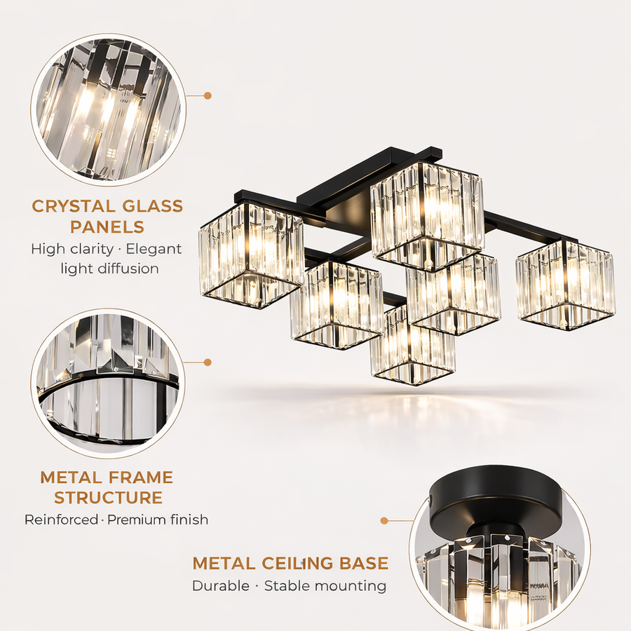 Lustra Georgiana, LC111/6BK, 6x E27, Negru, Metal